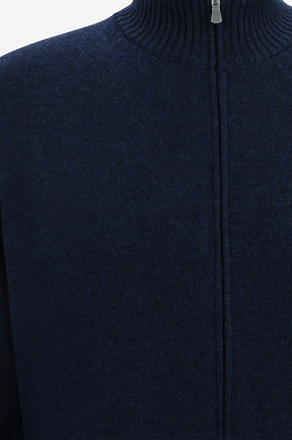 GRAN SASSO Cardigan zippé à col montant en cachemire Homme BLEU FONCE 3