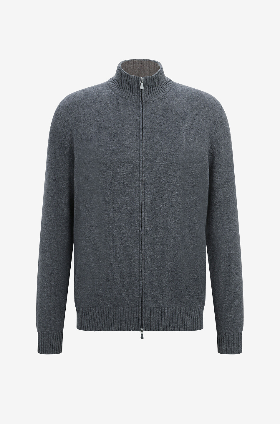 GRAN SASSO Full-zip cashmere cardigan with stand-up collar Men MEDIUM GREY 1
