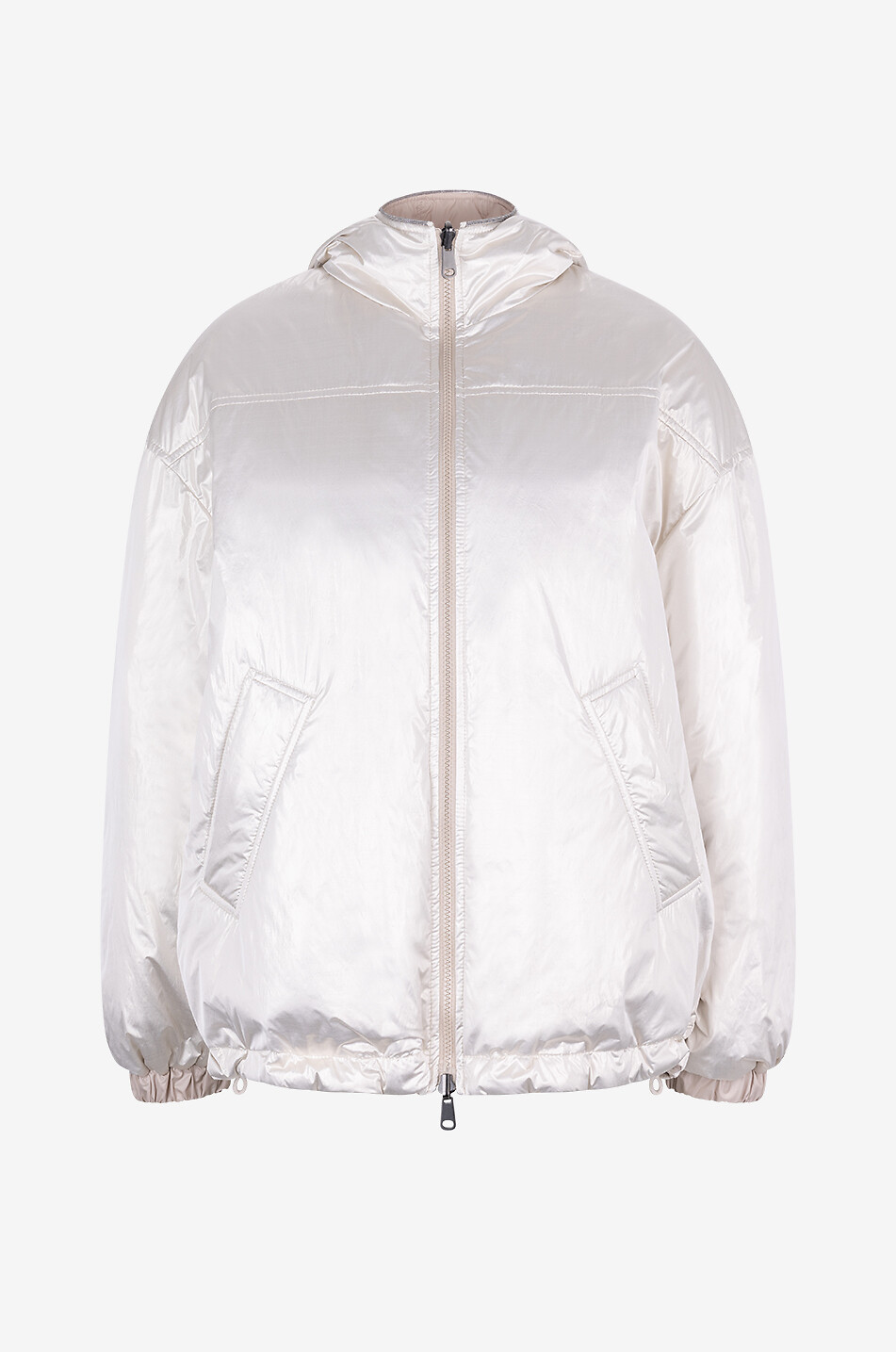 BRUNELLO CUCINELLI Monile hood reversible down jacket Women LIGHT GREY 1