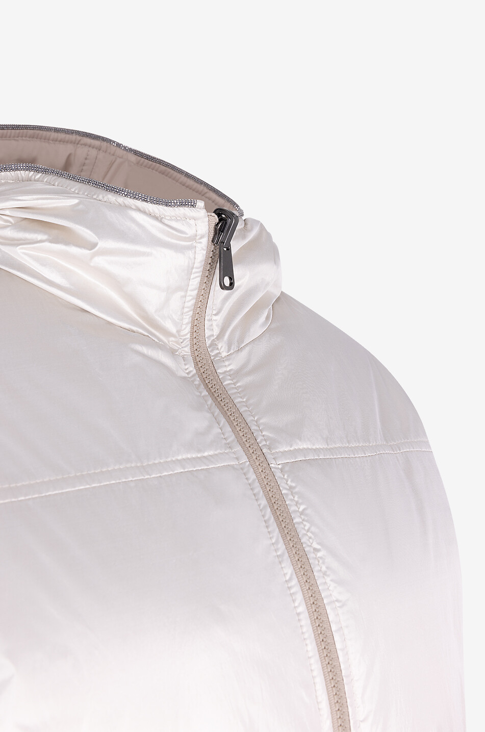 BRUNELLO CUCINELLI Monile hood reversible down jacket Women LIGHT GREY 3