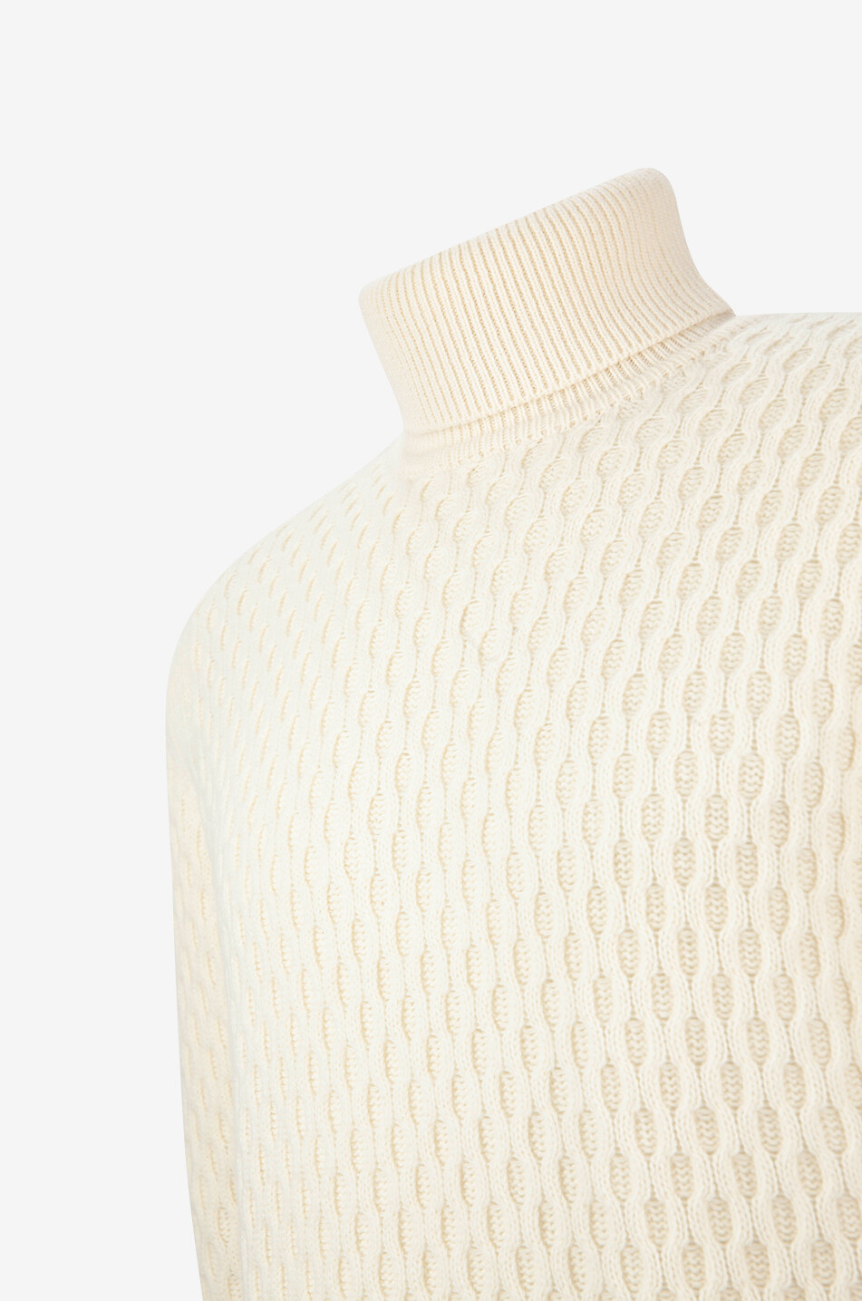 JACOB COHEN Zopfstrickpullover aus Schurwolle mit Rollkragen Herren CREMEFARBEN 3