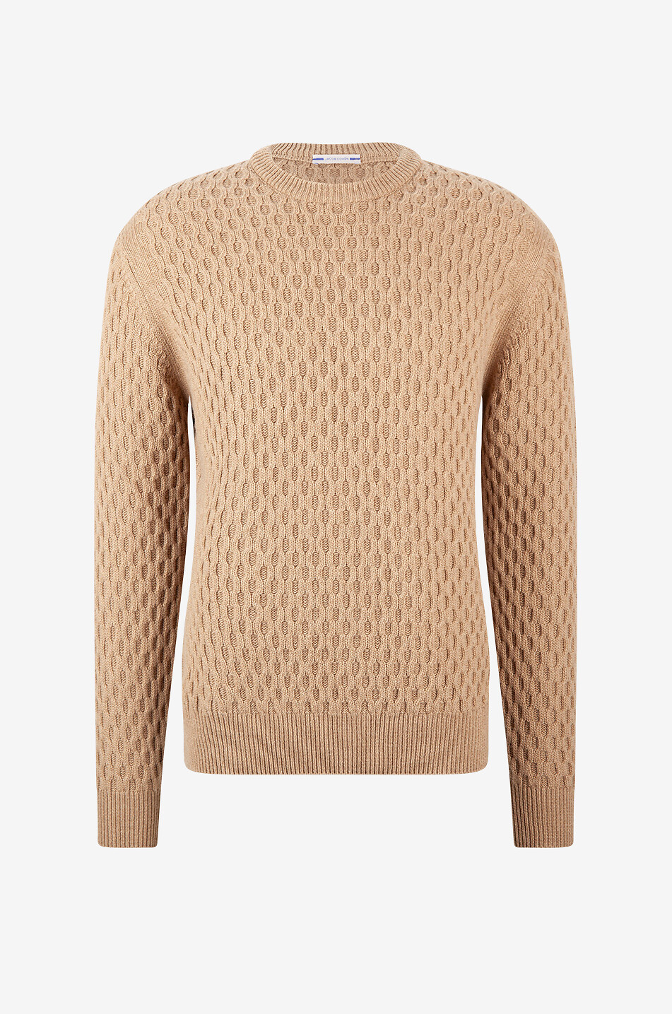 Virgin wool cable-knit round neck jumper