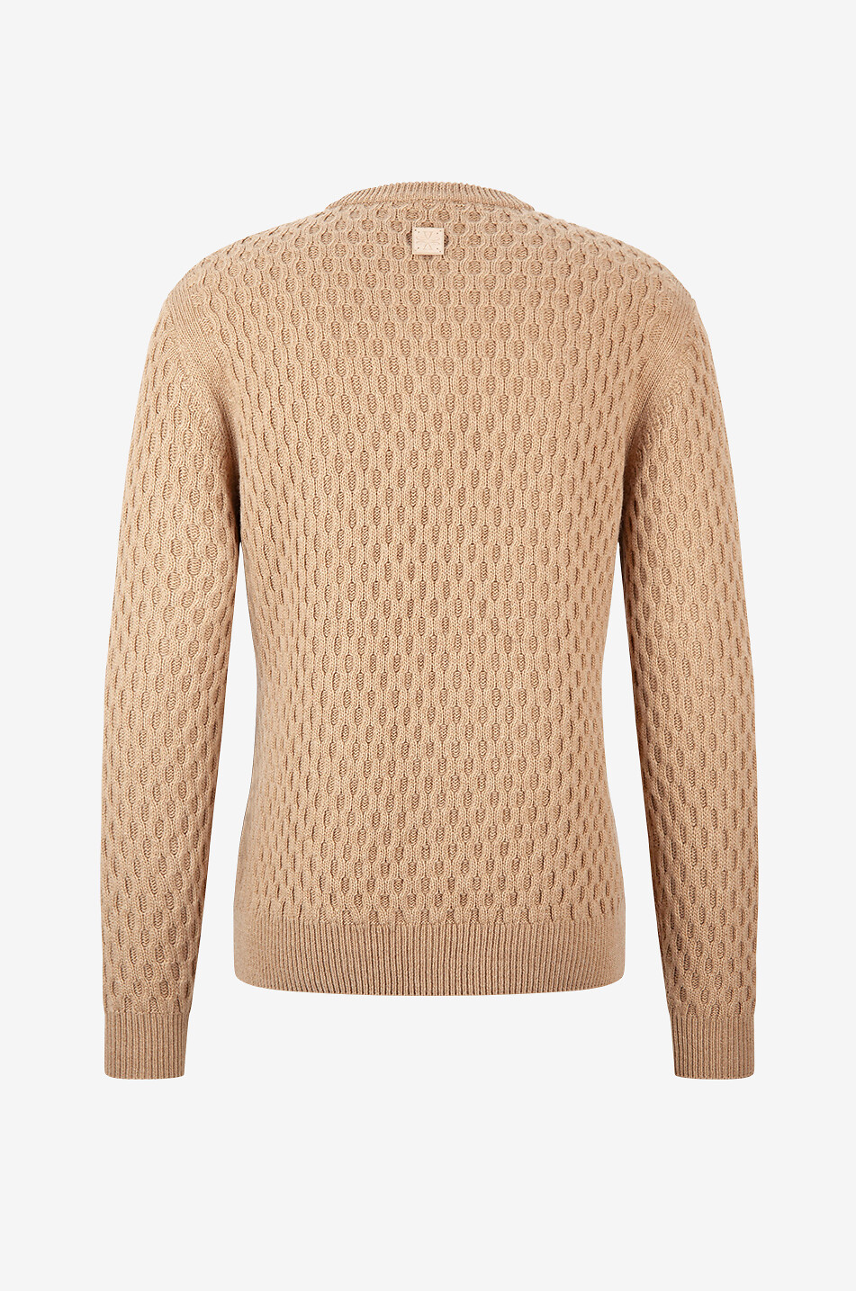 Virgin wool cable-knit round neck jumper