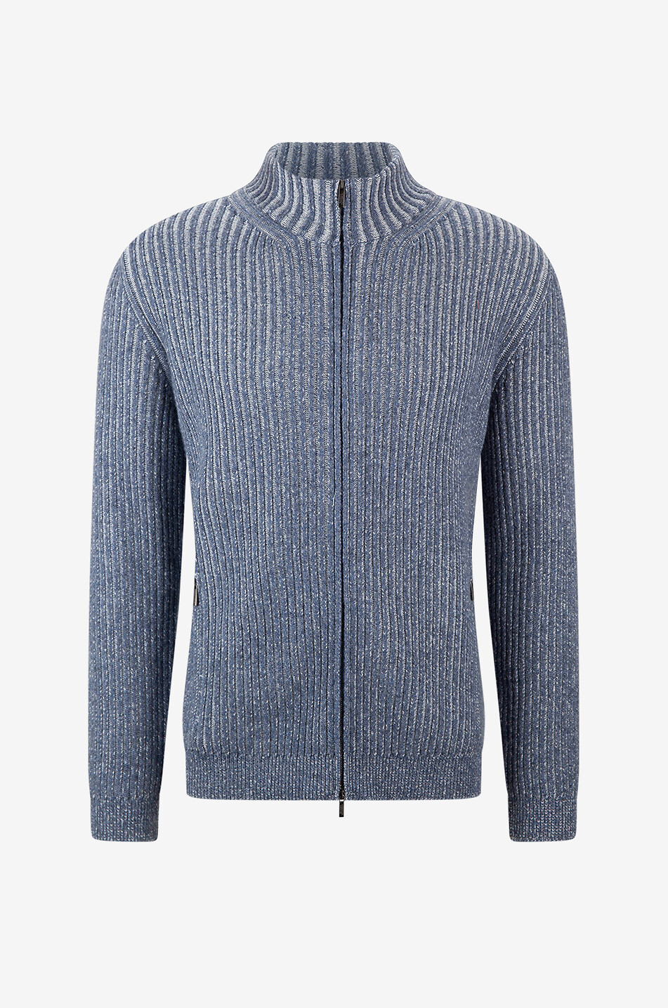 MAURIZIO BALDASSARI Gerippter Cardigan aus Kaschmir Schurwolle und Viskose Herren MITTELBLAU 1