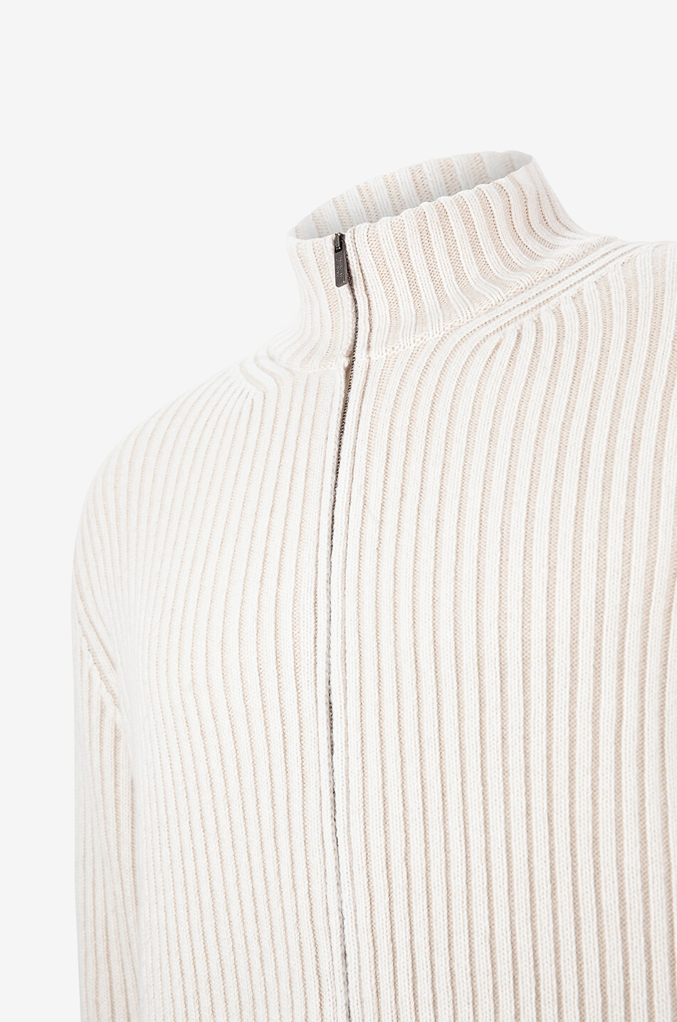 Cardigan côtelé en cachemire laine vierge et viscose