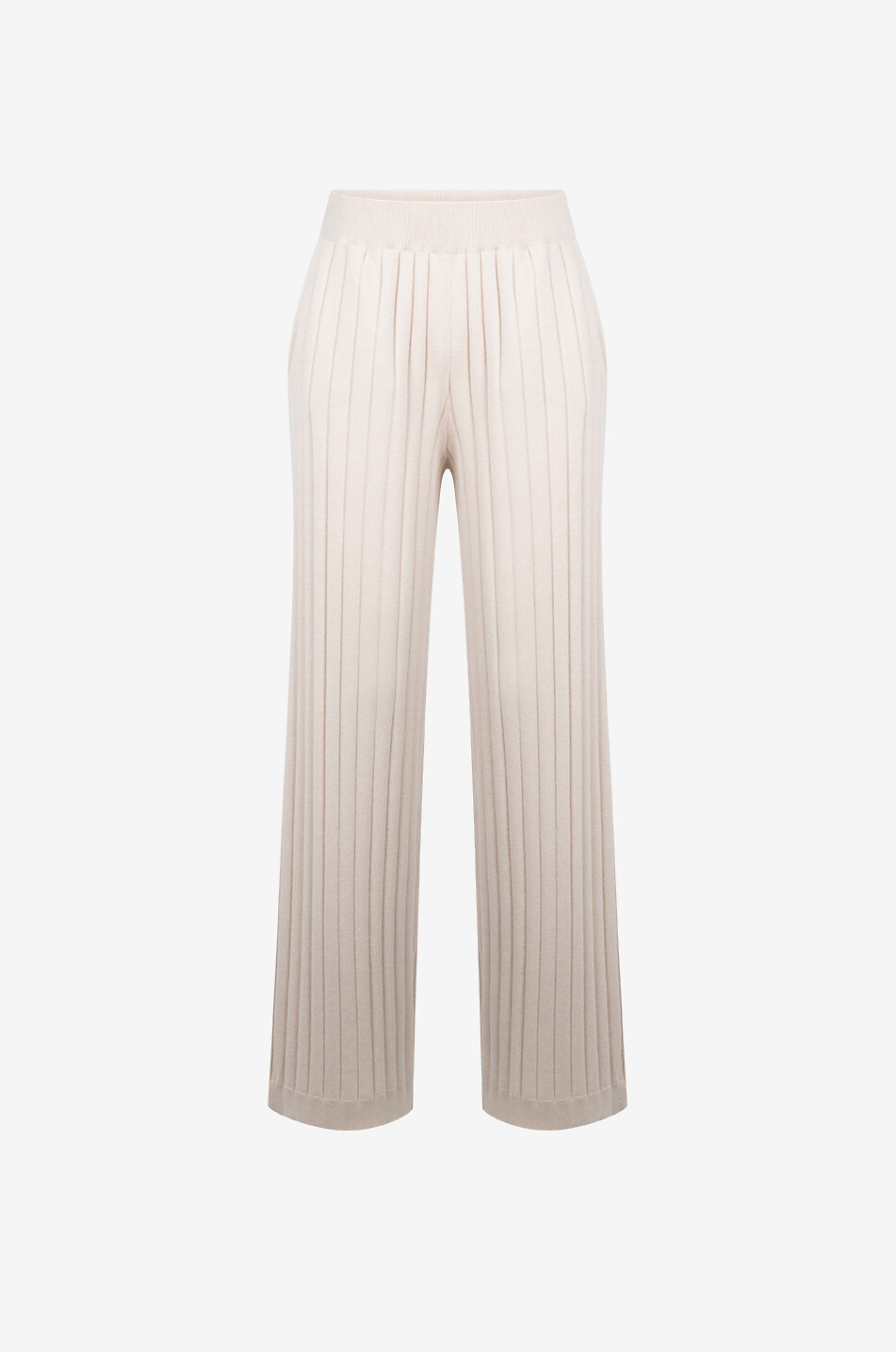 Pantalon large en maille à côtes en cachemire