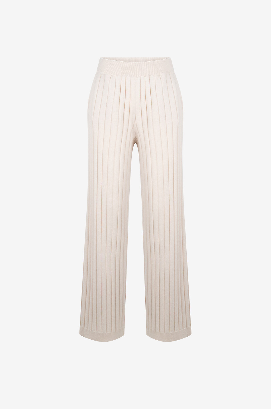 Wide-leg flat rib cashmere knit trousers - BRUNELLO