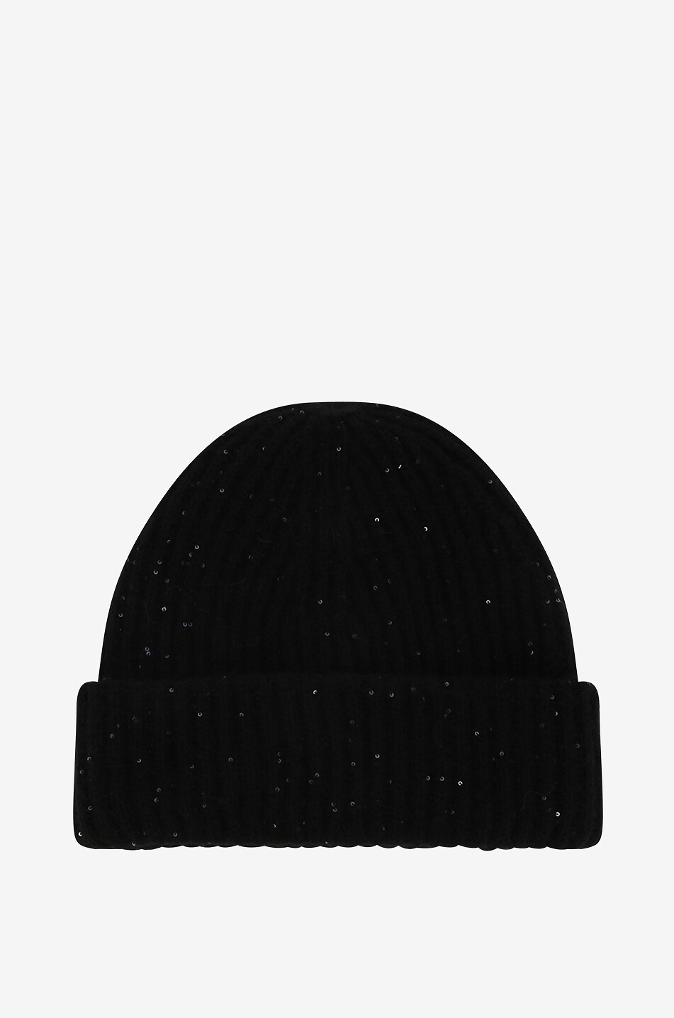 FABIANA FILIPPI Sequinned rib knit double beanie in Platinum thread Women BLACK 1