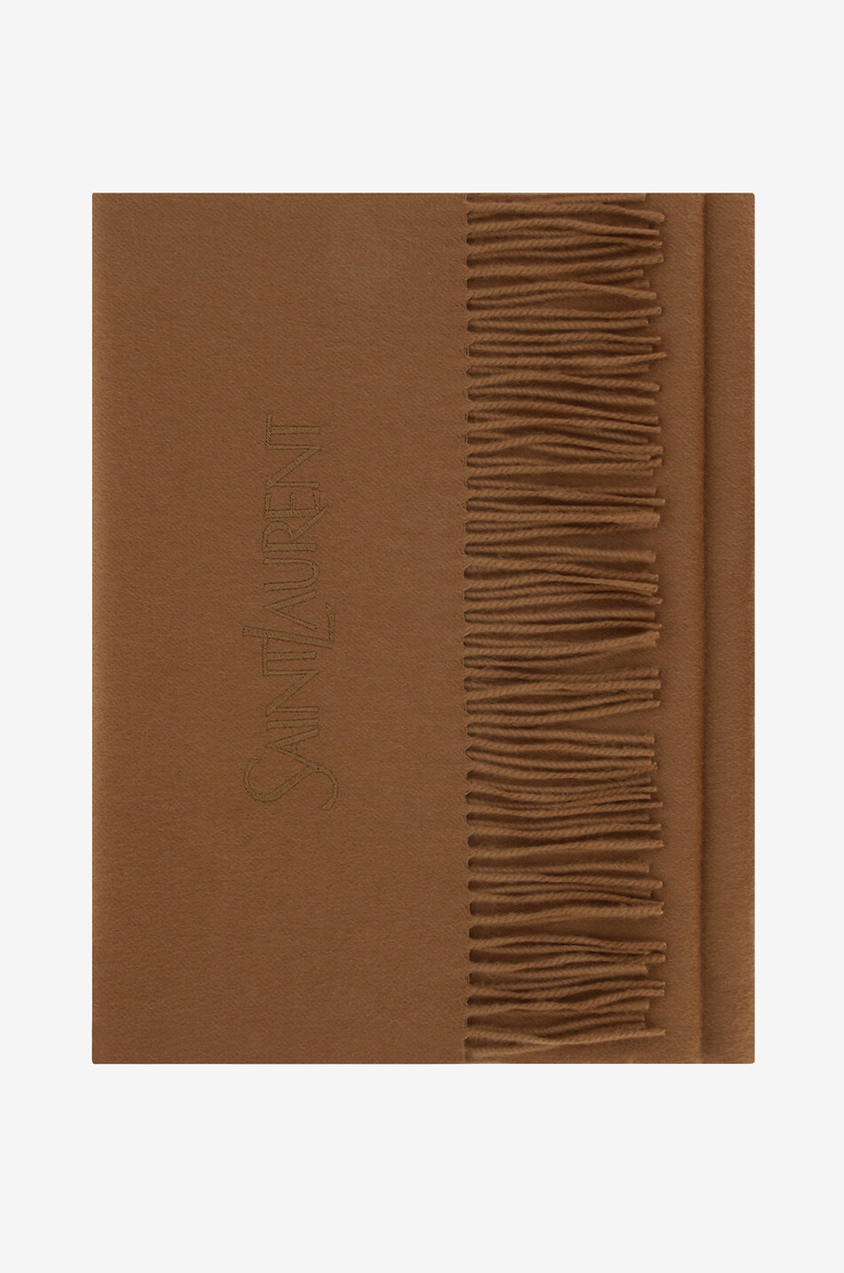 SAINT LAURENT PARIS SAINT LAURENT embroidered cashmere scarf with fringing Women BEIGE 1