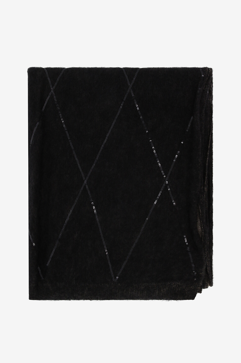 BRUNELLO CUCINELLI Grande écharpe en maille de mohair mélangé Shiny Diamonds Femme NOIR 1