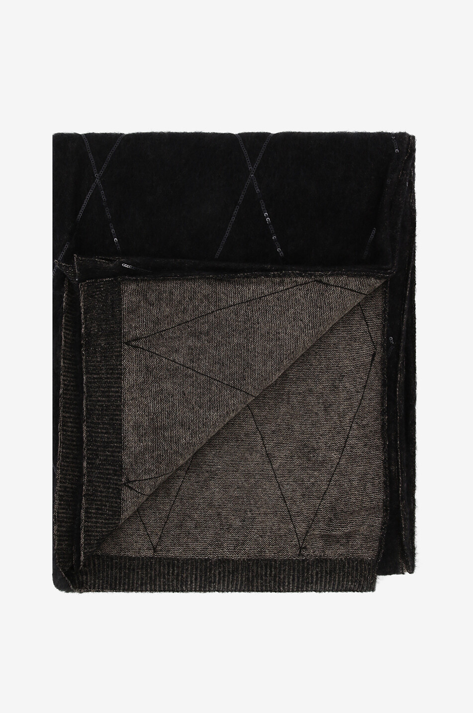 BRUNELLO CUCINELLI Grande écharpe en maille de mohair mélangé Shiny Diamonds Femme NOIR 2