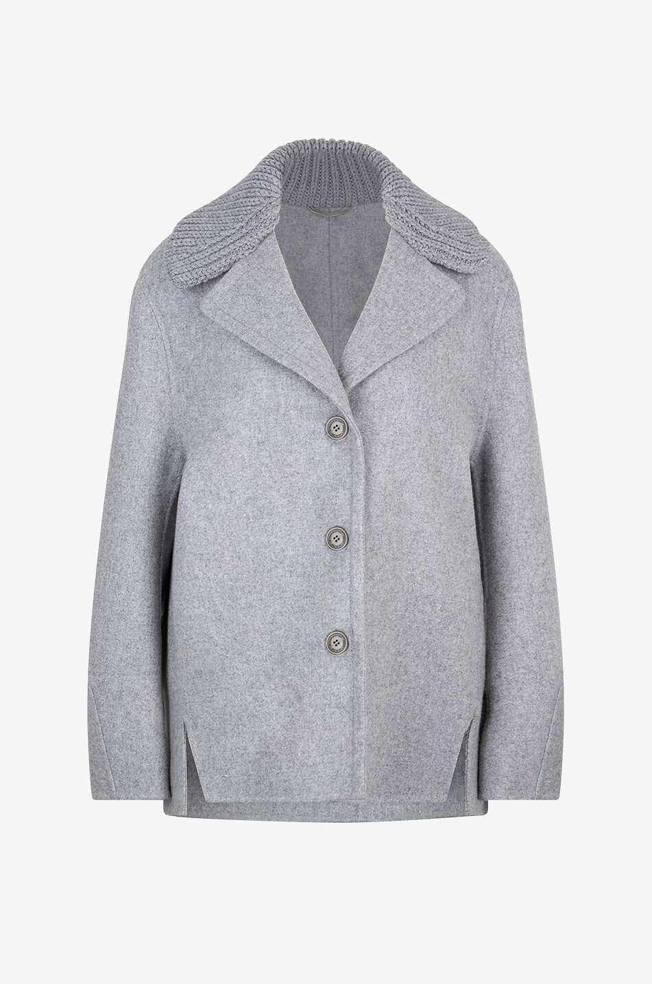 ERMANNO SCERVINO Weiter Kurzmantel aus Flanell und Strick Damen GRAU 1