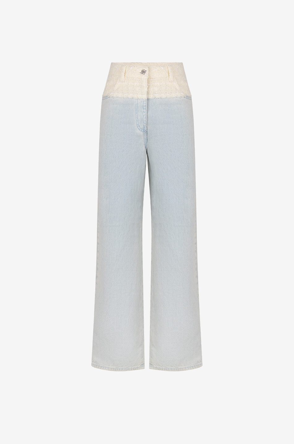 GIVENCHY Vintage-Denim- und Tweed-Jeans mit weitem Bein 4G Liquid Damen HELLBLAU 1