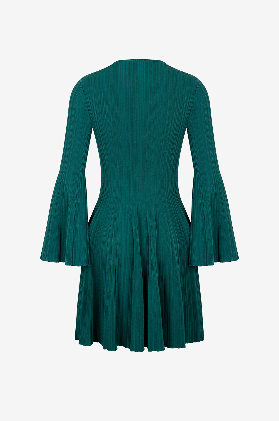 ANTONINO VALENTI Susan rib knit mini dress with flared sleeves Women DARK GREEN 2
