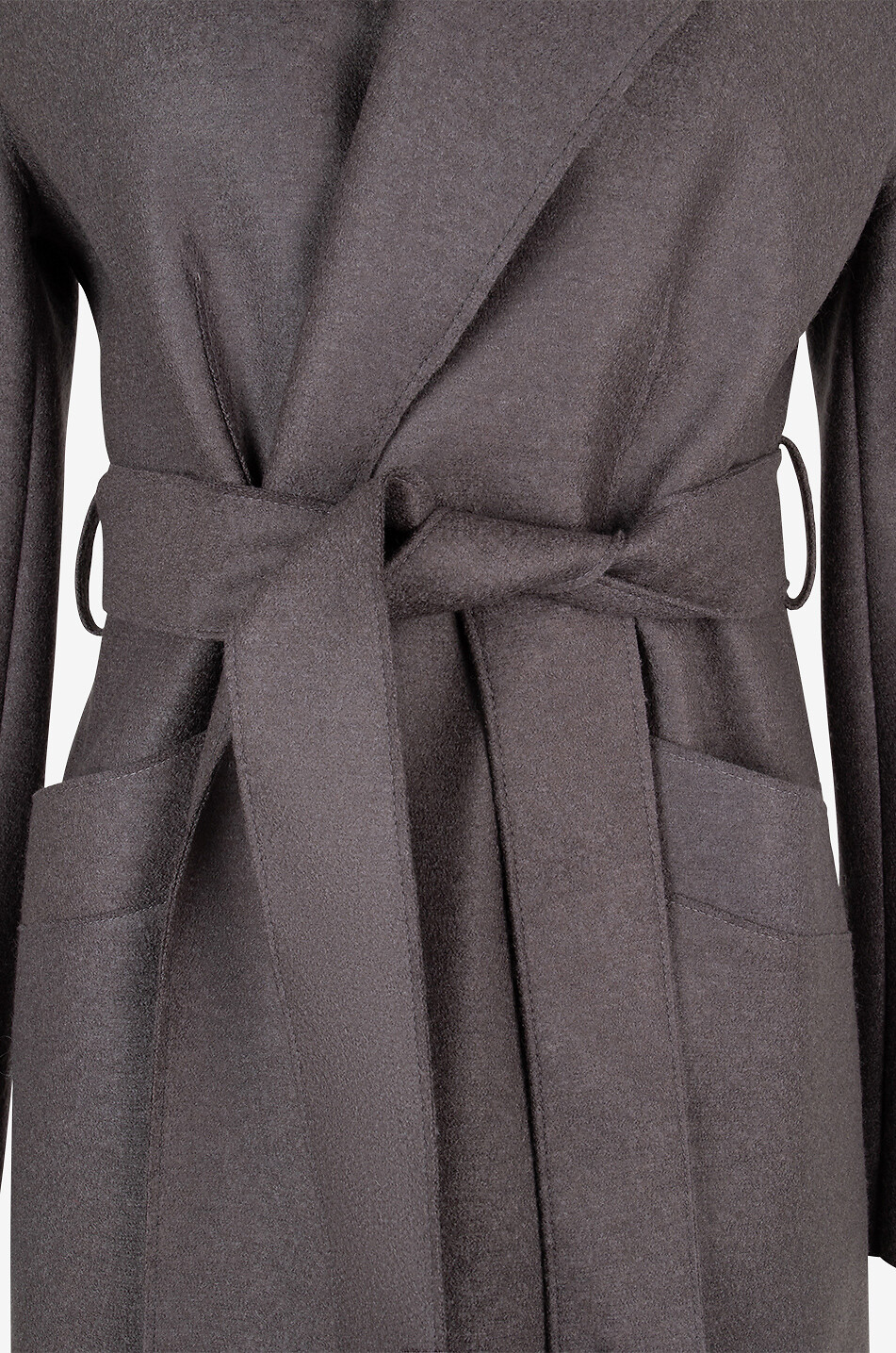 Virgin wool long belted coat