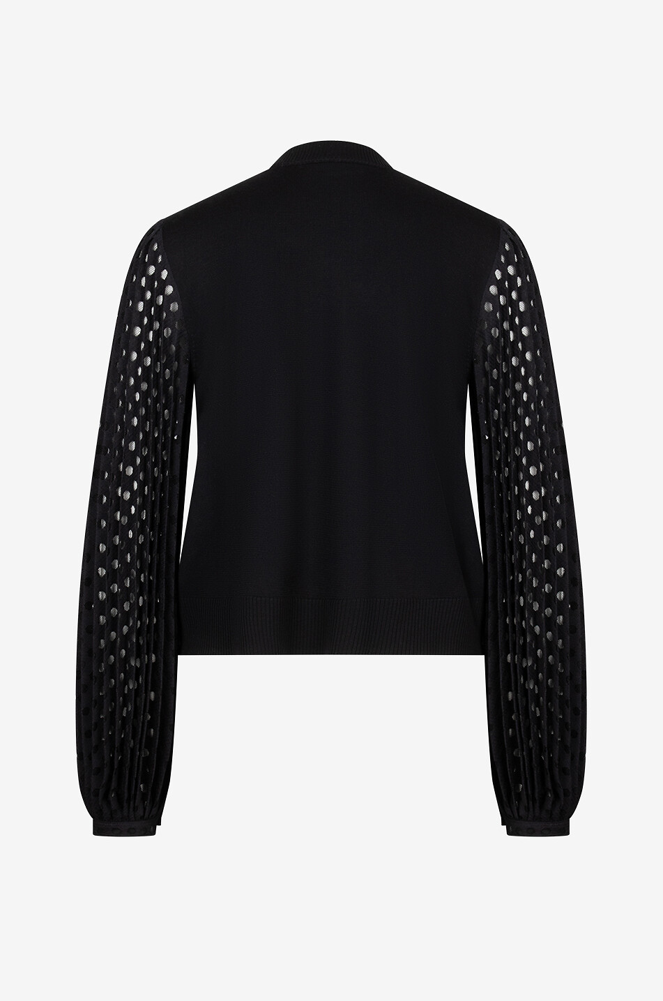 AKRIS PUNTO Fine wool jumper with polka dot pleated puff sleeves Women BLACK 2