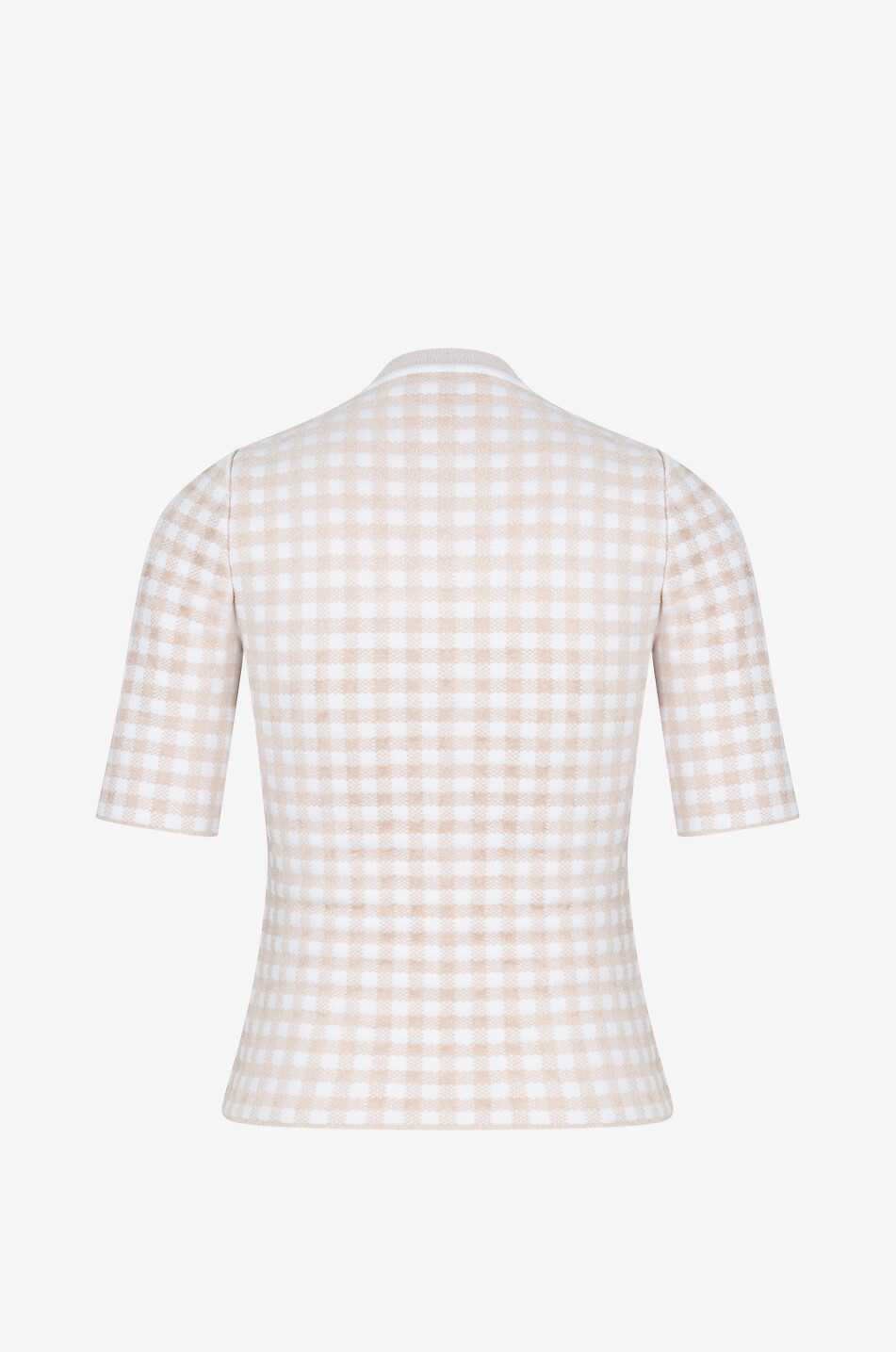 ANTONINO VALENTI Kim fitted short-sleeved jumper with gingham checks Women Light beige 2