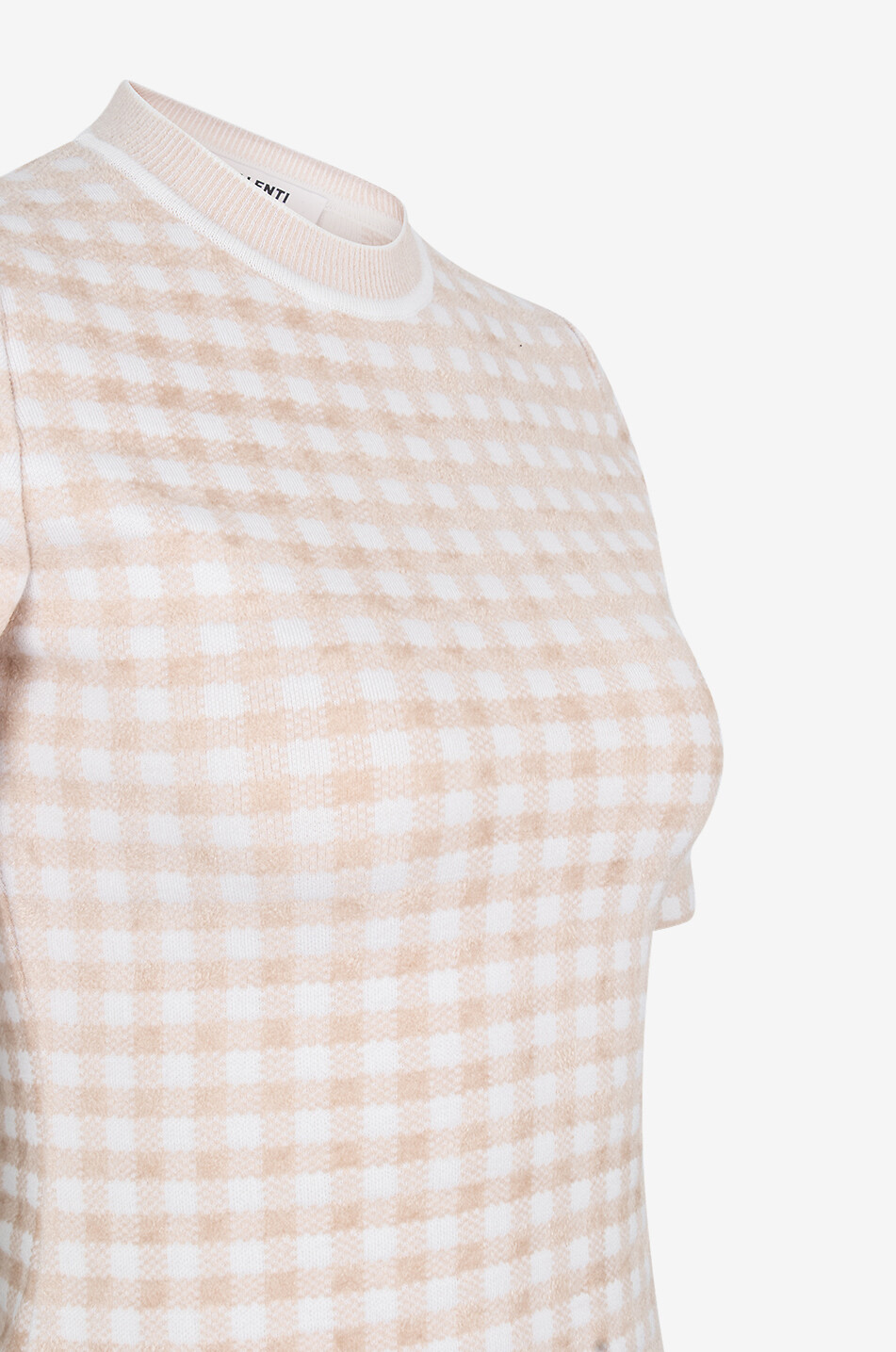 ANTONINO VALENTI Kim fitted short-sleeved jumper with gingham checks Women Light beige 5