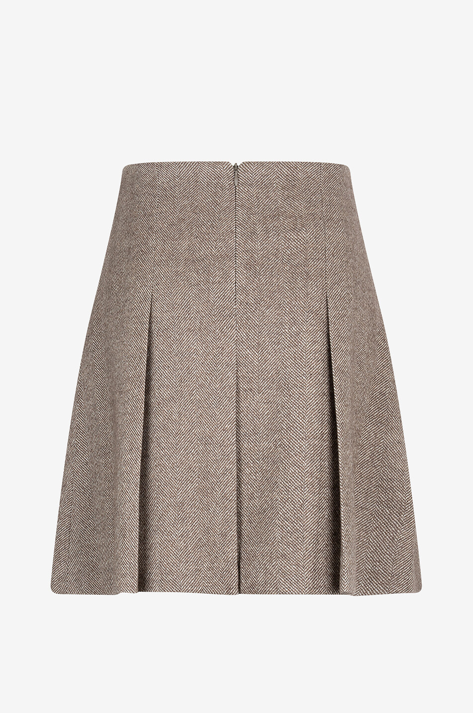 BRUNELLO CUCINELLI Plissierte Fischgrät-Minirock aus Wolle Damen BRAUN 2