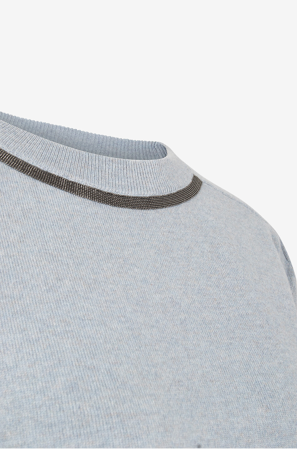 BRUNELLO CUCINELLI Monile embroidered crewneck fine cashmere jumper Women LIGHT BLUE 3
