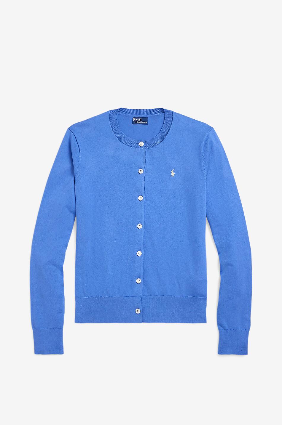 Pony thin cotton blend round neck cardigan