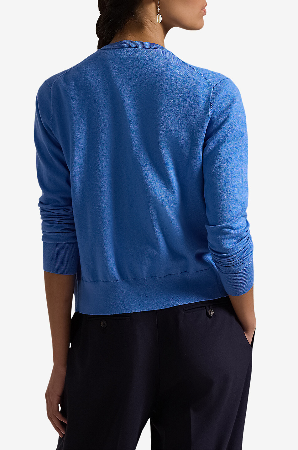 POLO RALPH LAUREN Pony thin cotton blend round neck cardigan Women BLUE 3