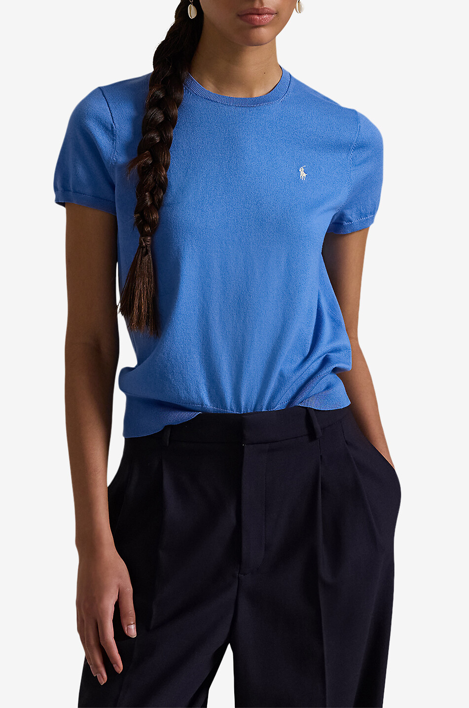 POLO RALPH LAUREN Pull à manches courtes en coton mélangé Pony Femme BLEU 2