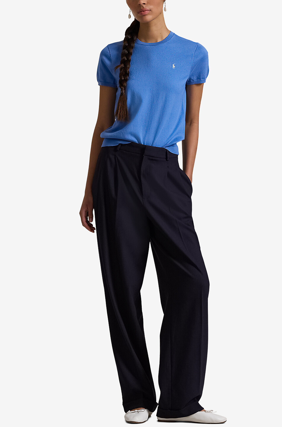 POLO RALPH LAUREN Pull à manches courtes en coton mélangé Pony Femme BLEU 4