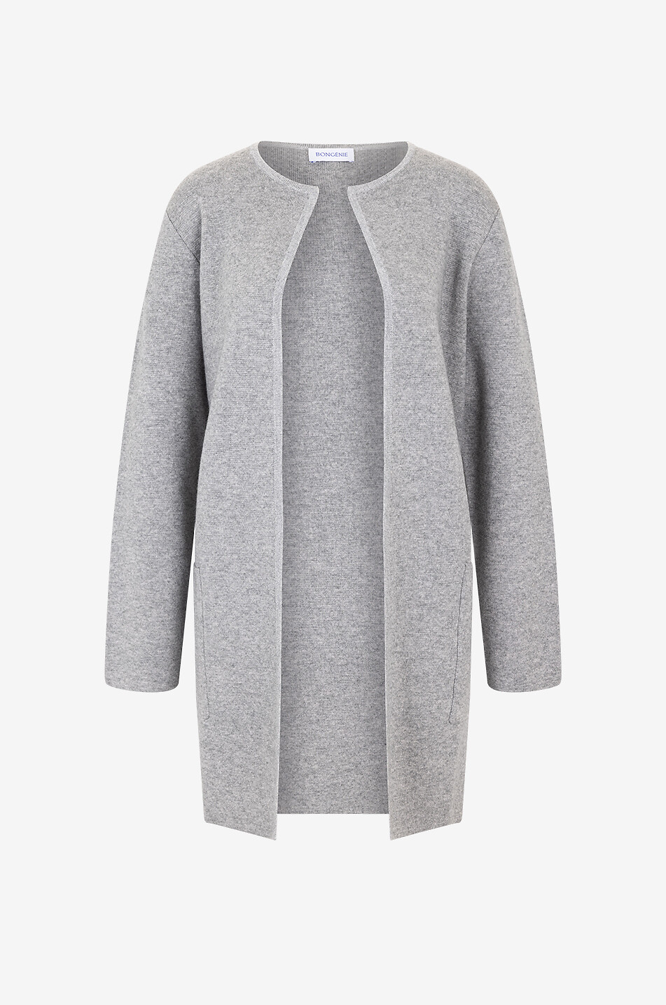 BONGENIE Lurex-trimmed open long wool and cashmere cardigan Women GREY 1