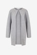Lurex-trimmed open long wool and cashmere cardigan