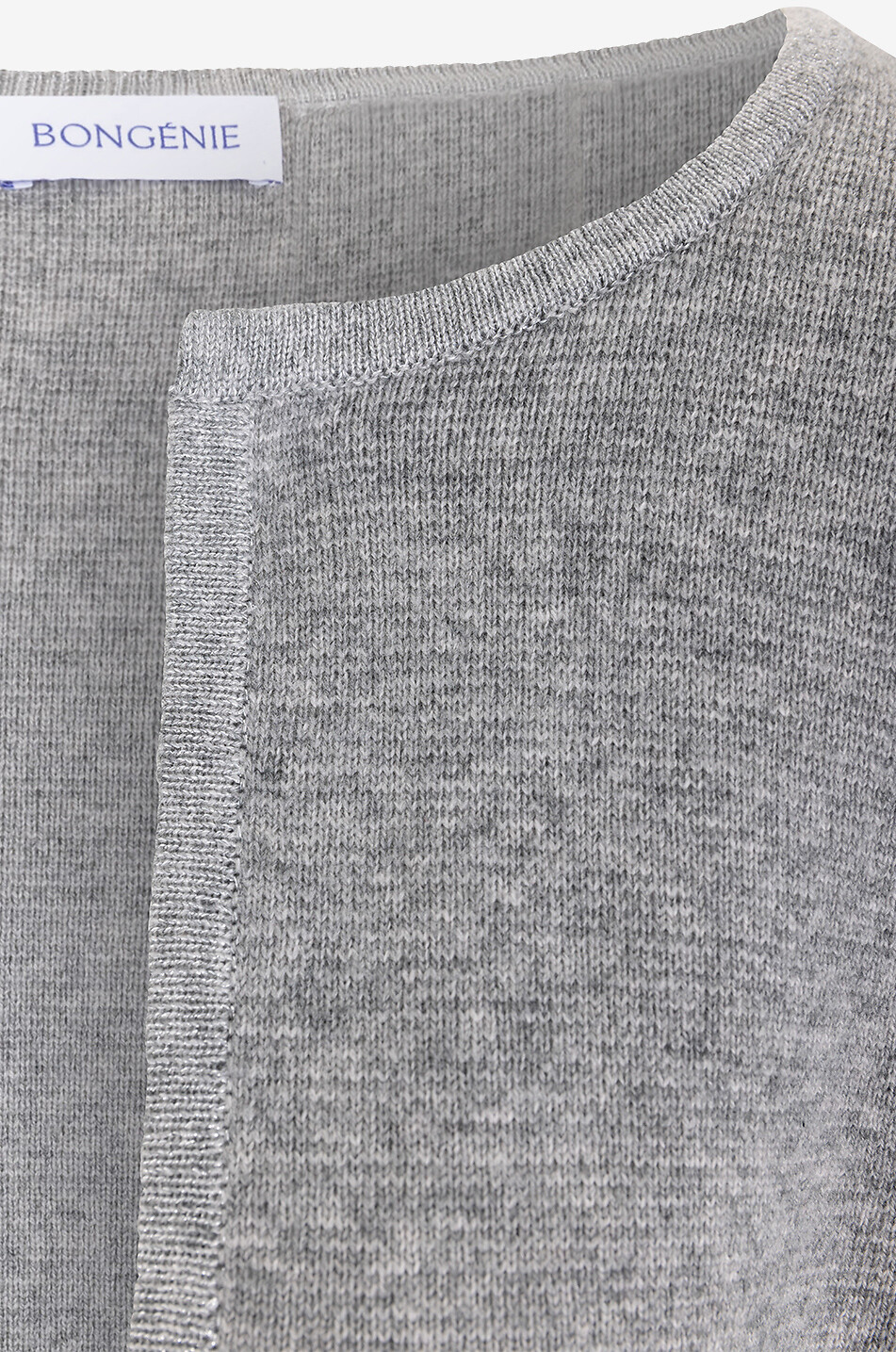 BONGENIE Lurex-trimmed open long wool and cashmere cardigan Women GREY 3