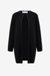 Cardigan long ouvert en laine et cachemire à bords lurex