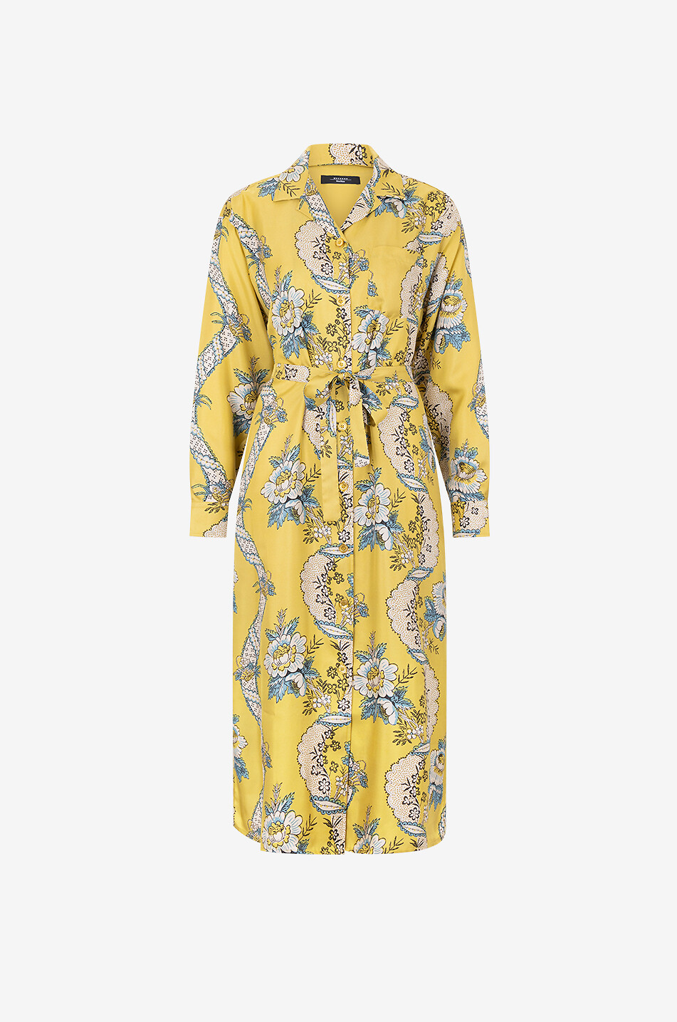 Gaia printed silk twill midi shirt dress