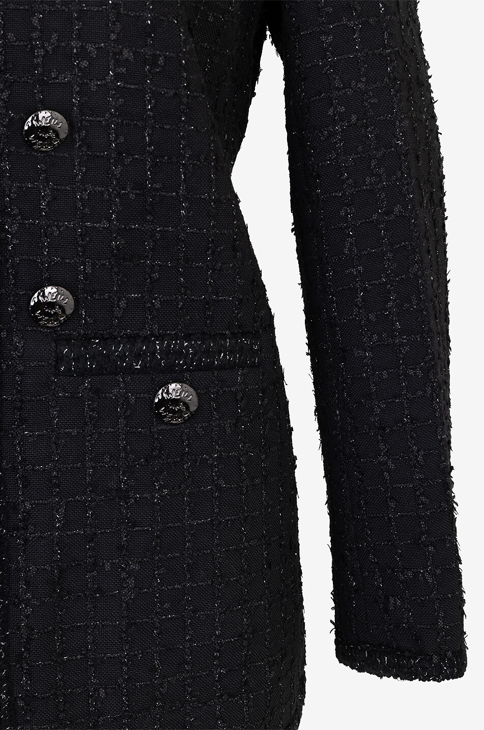 Melvil long tweed jacket with glittering checks