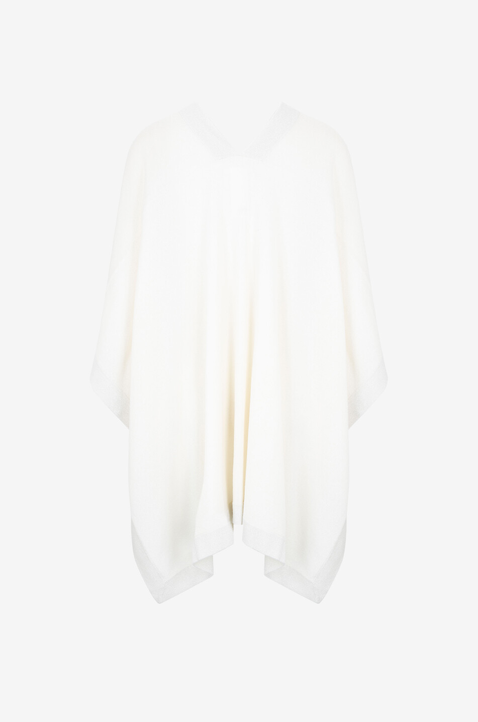 BONGENIE Kaschmir-Strick-Cape mit Lurex-Borten Damen CREMEFARBEN 2