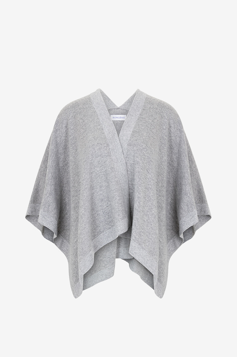 BONGENIE Kaschmir-Strick-Cape mit Lurex-Borten Damen GRAU 1