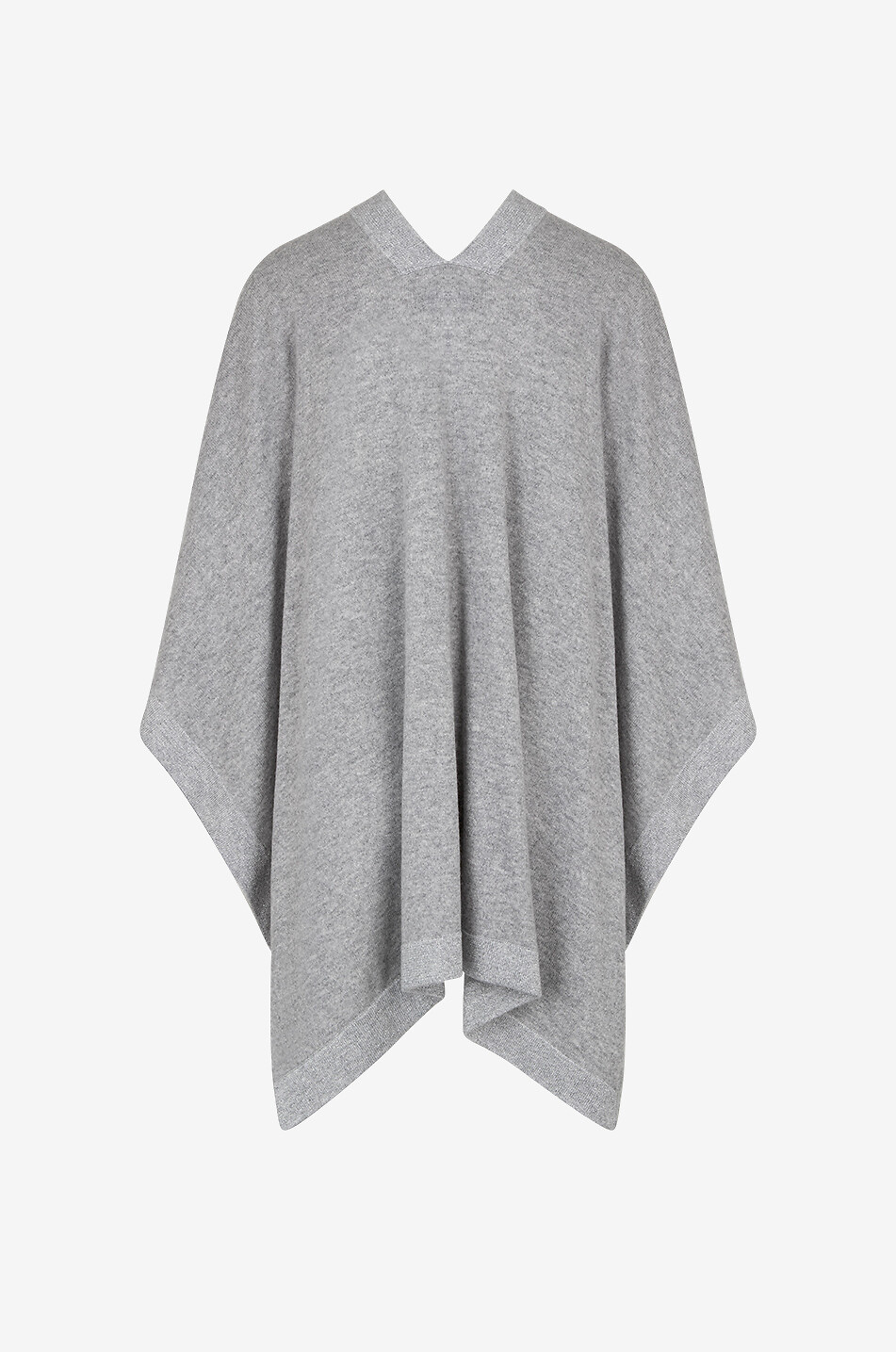 BONGENIE Kaschmir-Strick-Cape mit Lurex-Borten Damen GRAU 2