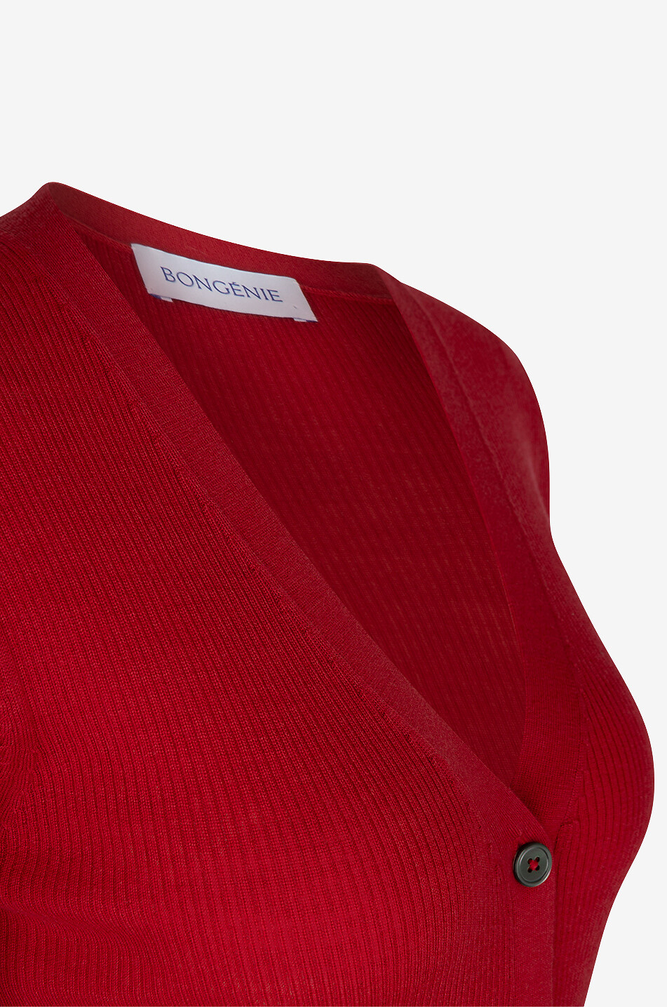 BONGENIE Fine ribbed V-neck button-down cardigan Women DARK RED 3