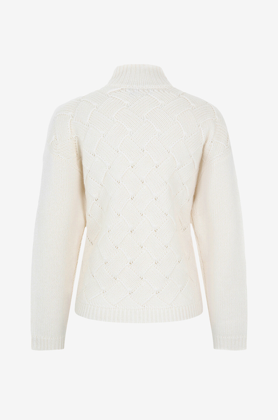 BONGÉNIE Pull boxy torsadé en cachemire à col montant Femme BLANC CASSE 2