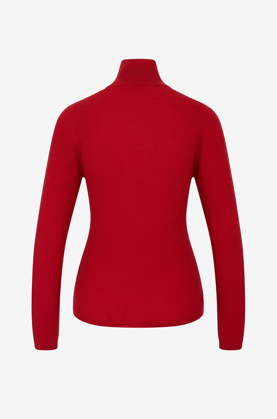 BONGENIE Pull chaussette côtelé fin à col roulé Femme ROUGE FONCÉ 2