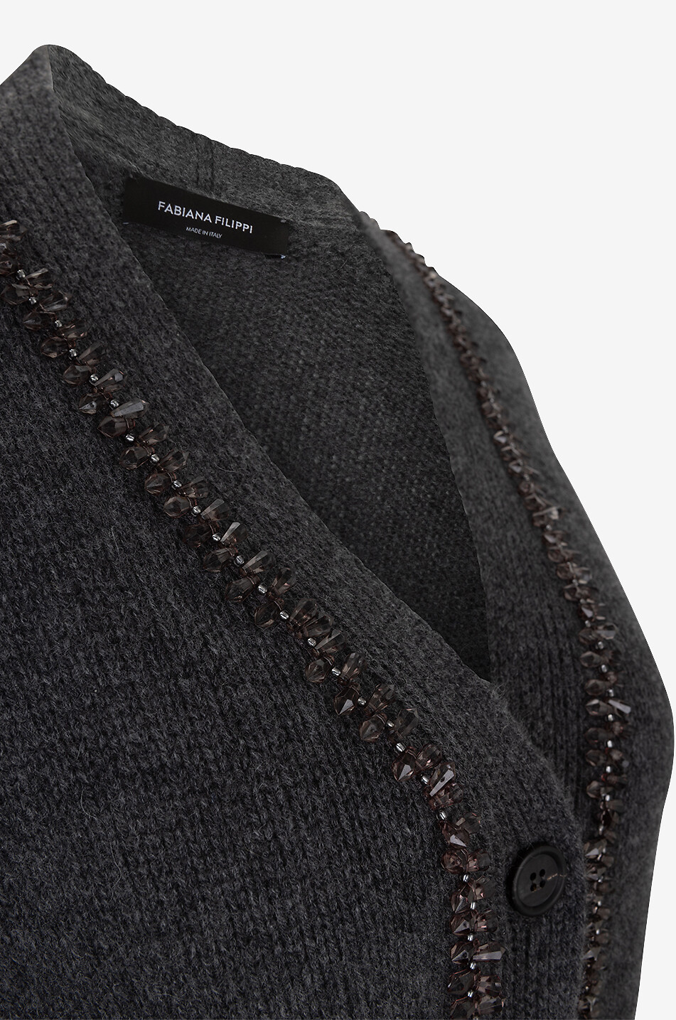 Cardigan en cachemire à col V orné de cristaux