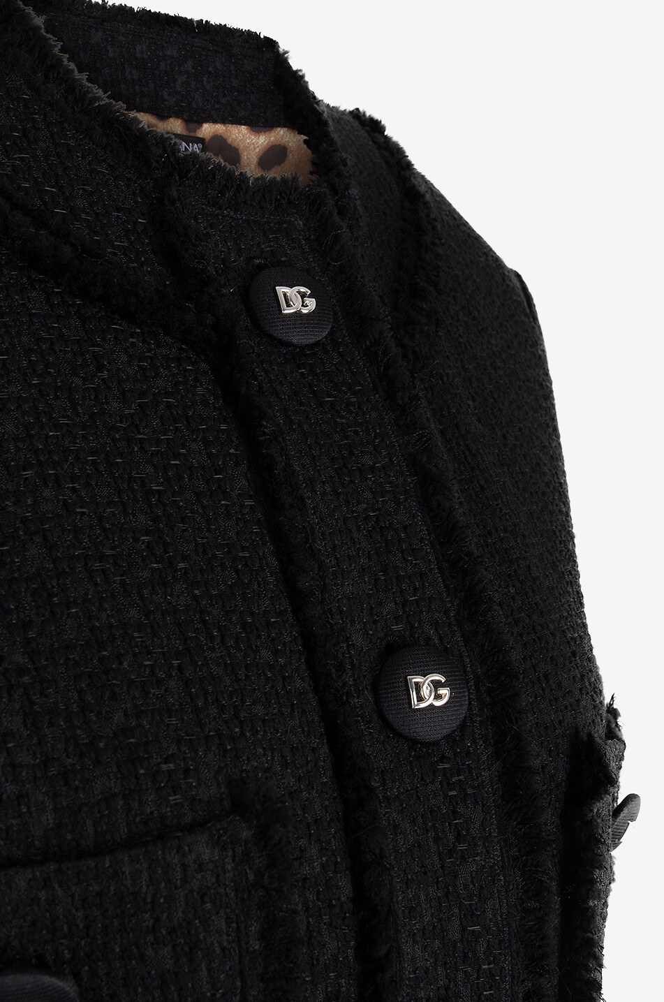 DOLCE & GABBANA Veste droite en tweed Rachel à boutons DG Femme NOIR 3
