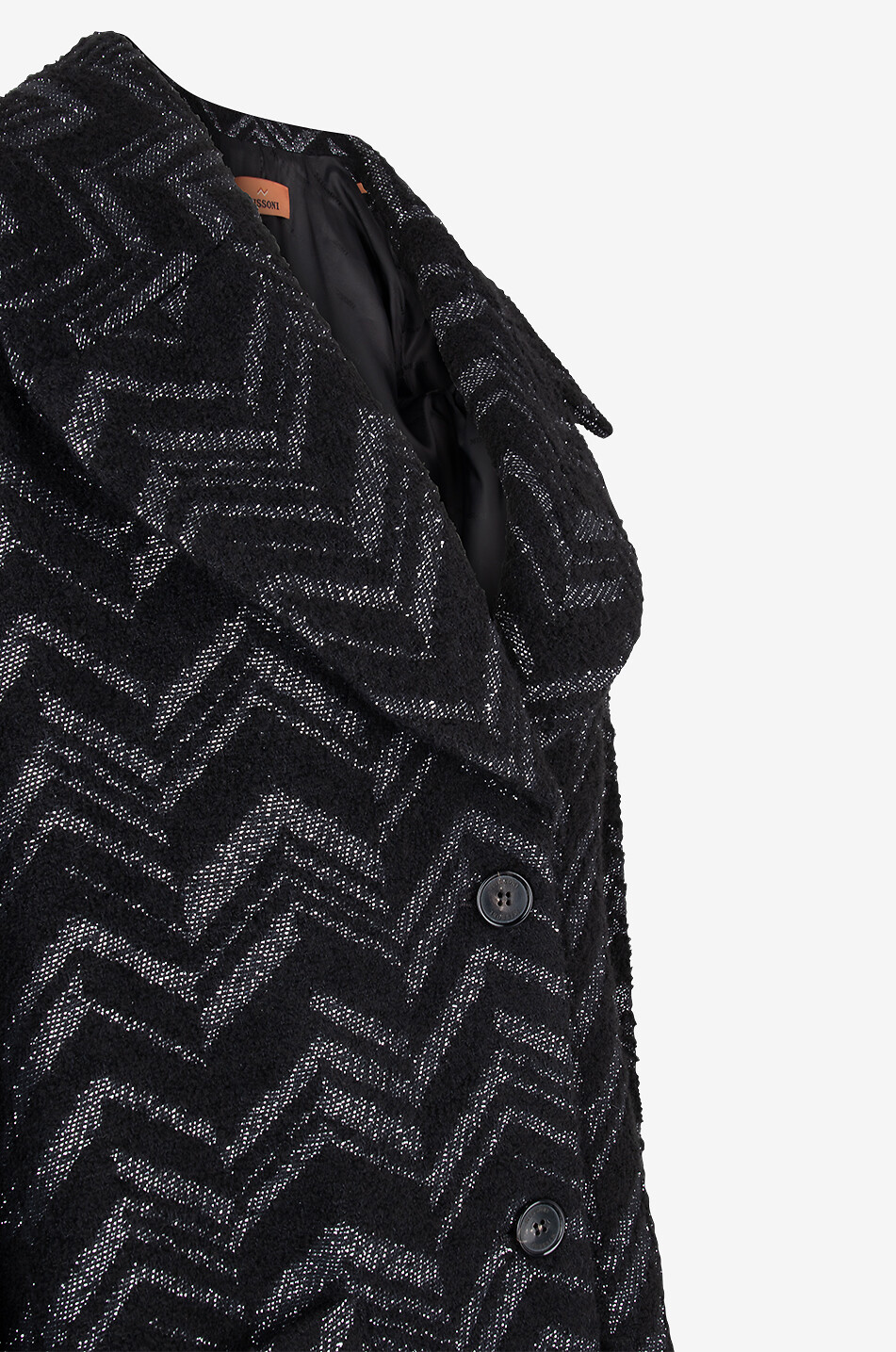 MISSONI Weiter Dreiviertelmantel mit silbrigen Fischgrat-Motiven Damen SCHWARZ 3
