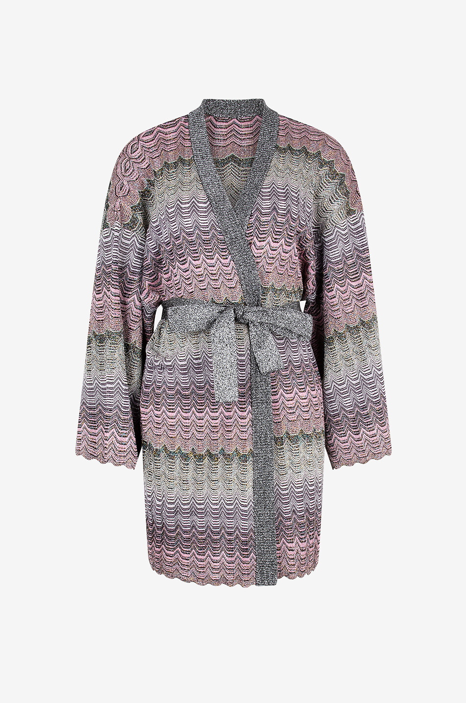 Lurex knit coat with wavy patterns