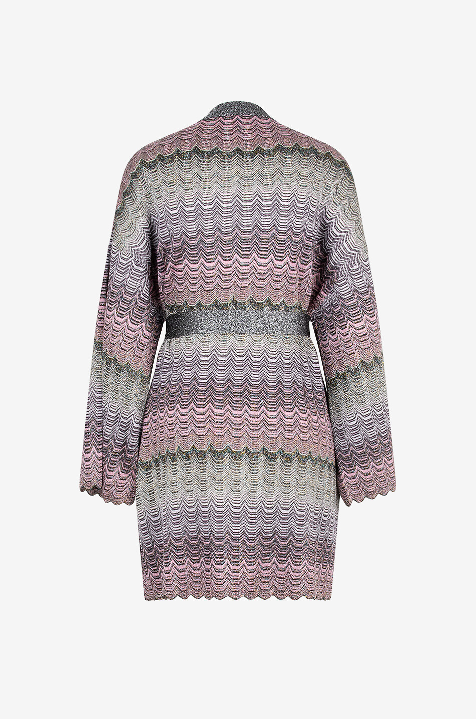 Lurex knit coat with wavy patterns