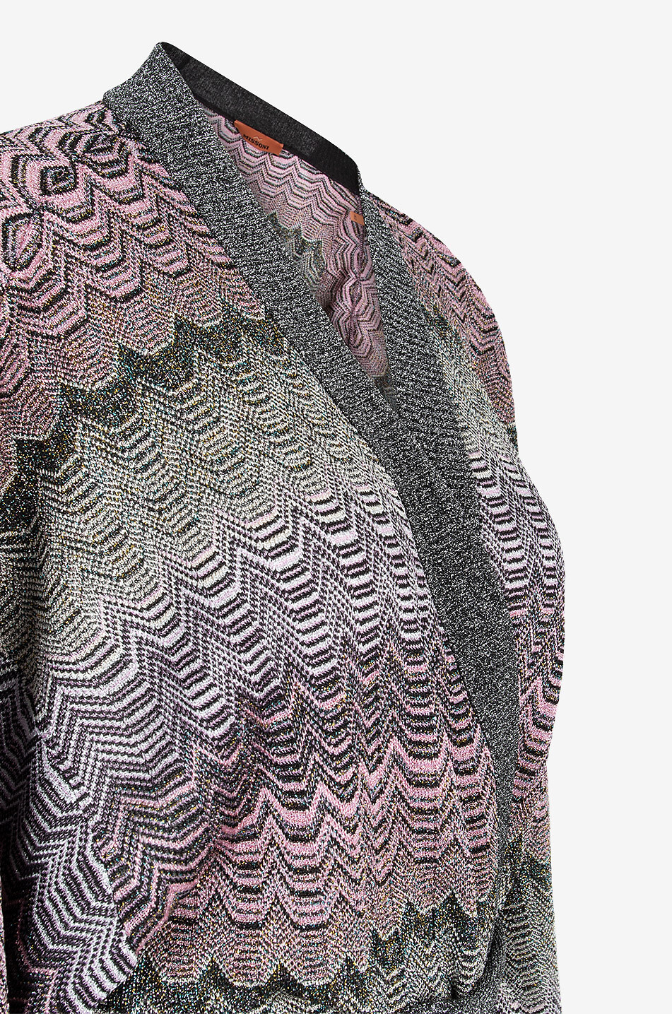 Lurex knit coat with wavy patterns