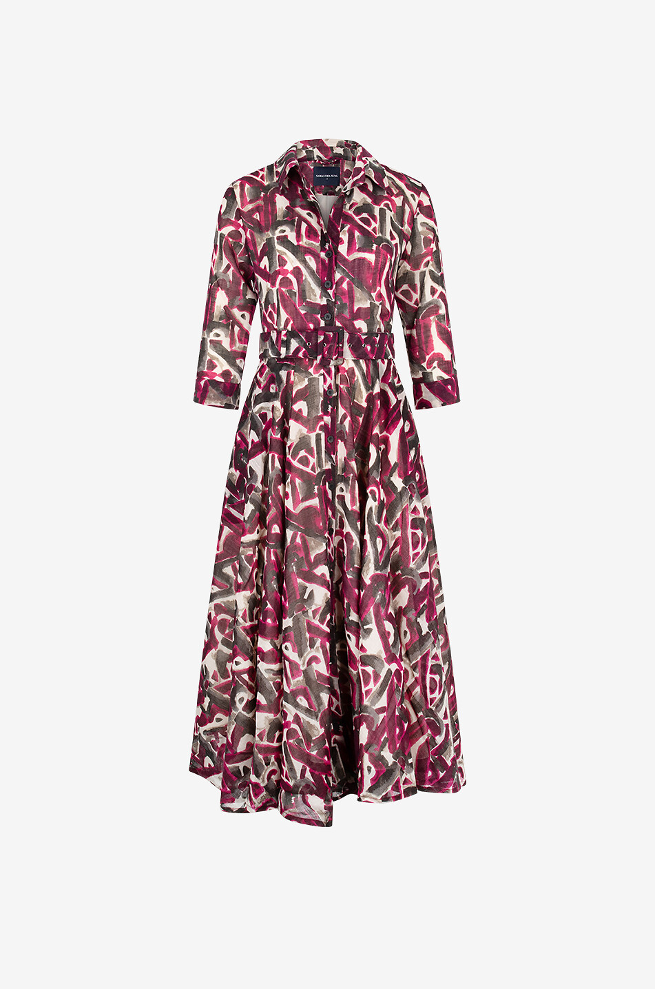 Robe chemise midi en voile de coton Aster Abstract
