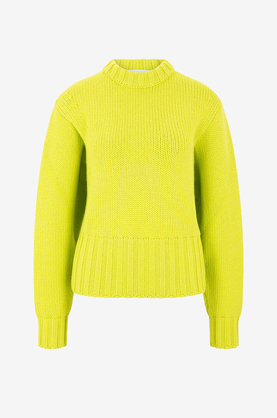 Pull boxy à col rond en laine et cachemire fluo