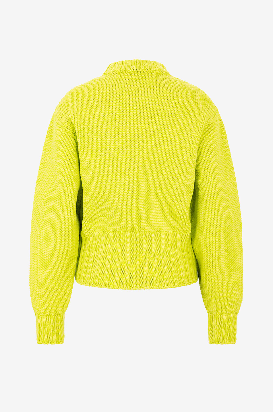 Pull boxy à col rond en laine et cachemire fluo