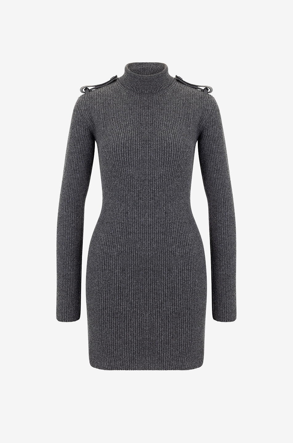 Figure-hugging mini knit dress with epaulettes